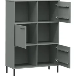Kirjakaappi Oslo 90x35x128,5cm, metallijalat, täyspuu, eri värejä