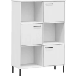 Kirjakaappi Oslo 90x35x128,5cm, metallijalat, täyspuu, eri värejä