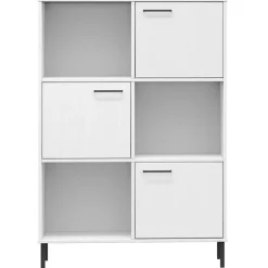 Kirjakaappi Oslo 90x35x128,5cm, metallijalat, täyspuu, eri värejä