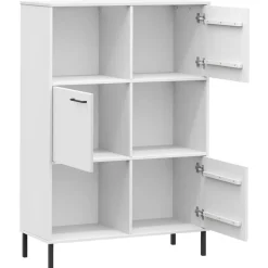 Kirjakaappi Oslo 90x35x128,5cm, metallijalat, täyspuu, eri värejä