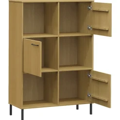 Kirjakaappi Oslo 90x35x128,5cm, metallijalat, täyspuu, eri värejä
