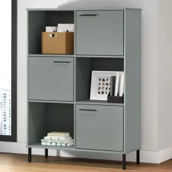Kirjakaappi Oslo 90x35x128,5cm, metallijalat, täyspuu, eri värejä