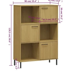 Kirjakaappi Oslo 90x35x128,5cm, metallijalat, täyspuu, eri värejä