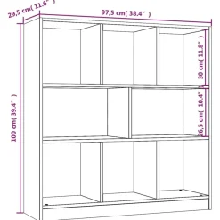 Kirjakaappi 97.5x29.5x100cm, tekninen puu, eri värejä