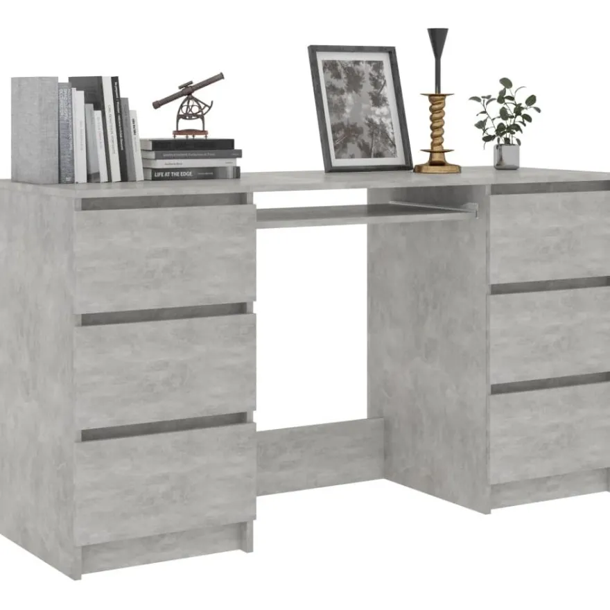 Kirjoituspöytä betoninharmaa 140x50x77 cm lastulevy