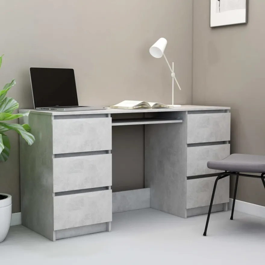 Kirjoituspöytä betoninharmaa 140x50x77 cm lastulevy