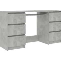 Kirjoituspöytä betoninharmaa 140x50x77 cm lastulevy