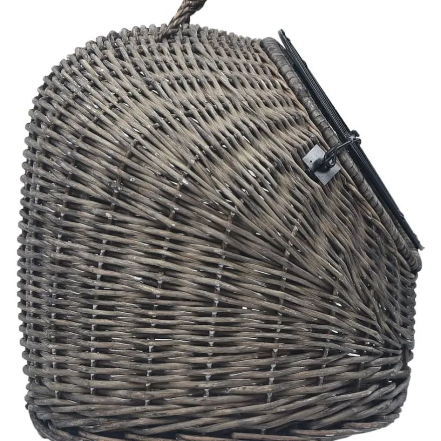 Kissan kuljetuskori, 50x42x40cm, harmaa luonnollinen paju