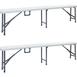 Kokoontaitettavat puutarhapenkit 2 kpl 180 cm hdpe valkoinen