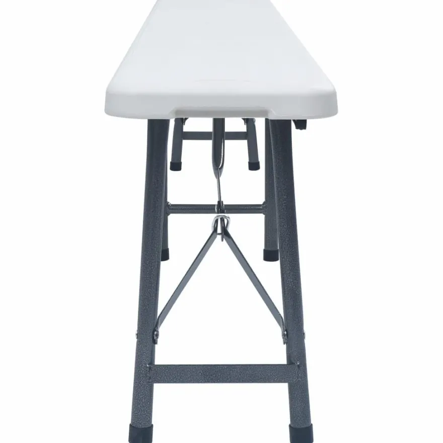 Kokoontaitettavat puutarhapenkit 2 kpl 180 cm hdpe valkoinen