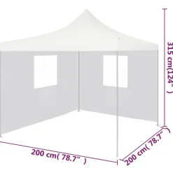 Kokoontaittuva juhlateltta 2 sivuseinää 2x2 m teräs valkoinen