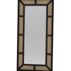 Kokovartalopeili Linento Furniture Rattan, 90x180cm, musta