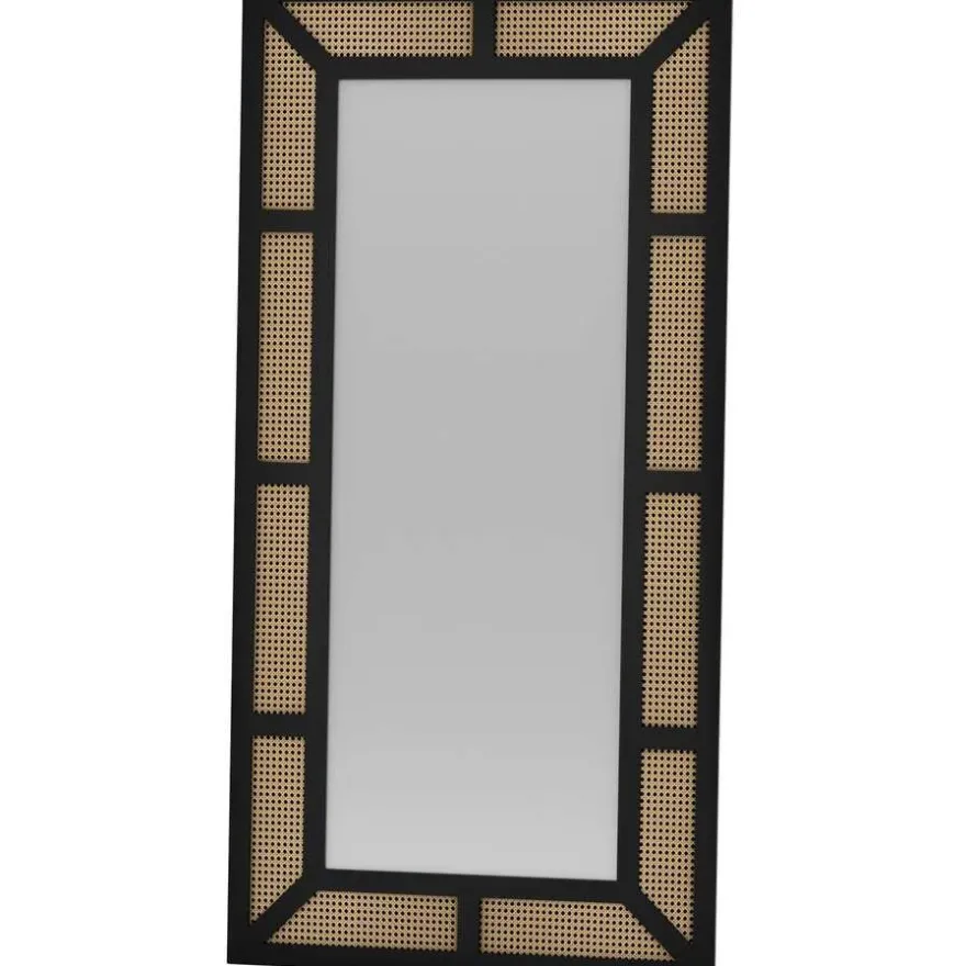 Kokovartalopeili Linento Furniture Rattan, 90x180cm, musta