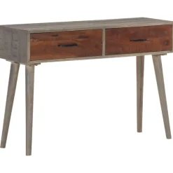 Konsolipöytä 110x35x75 cm karkea mangopuu harmaa