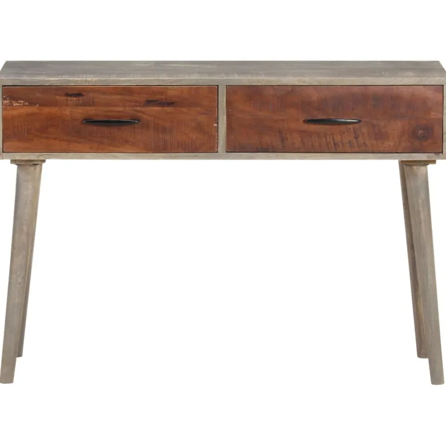 Konsolipöytä 110x35x75 cm karkea mangopuu harmaa