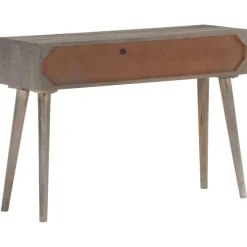 Konsolipöytä 110x35x75 cm karkea mangopuu harmaa