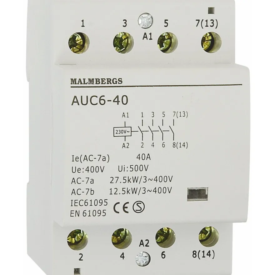 Kontaktori Malmbergs 40A 230V 4-napainen 3 moduulia