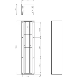Korkea kaappi Polaria Combi 400, 400x1700mm, 1 kori, vasenkätinen