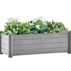 Korotettu kukkalaatikko PP kivenharmaa 100x43x35 cm
