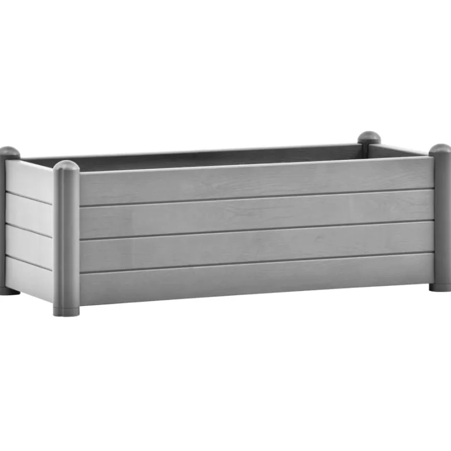 Korotettu kukkalaatikko PP kivenharmaa 100x43x35 cm