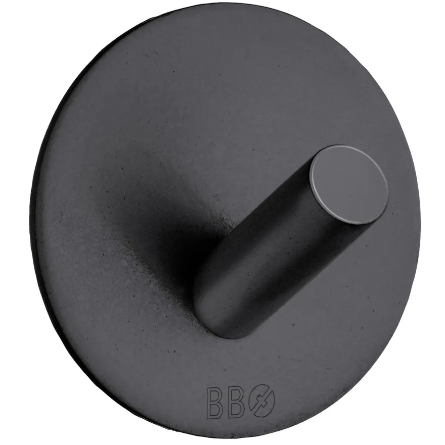 Koukku Beslagsboden BB1090, tarrakiinnitteinen, musta