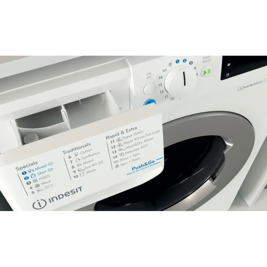Kuivaava pesukone Indesit BDE76435WSVEE, 60cm, valkoinen