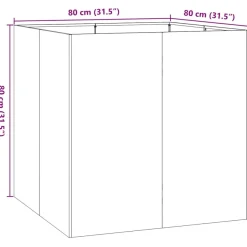 Kukkalaatikko antrasiitti 80x80x80 cm teräs (60782)