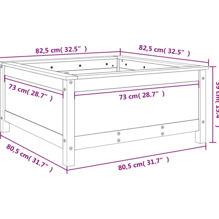 Kukkalaatikko harmaa 82,5x82,5x39 cm, mänty
