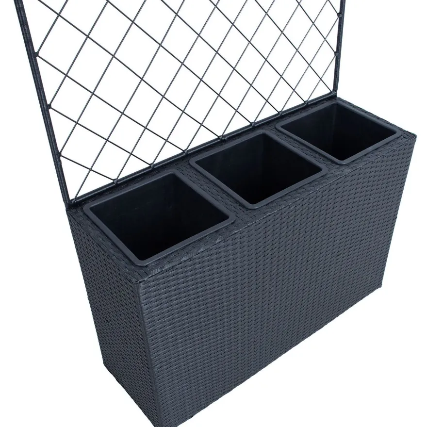 Kukkalaatikko Home4You WICKER säleiköllä 83x29xK55/146 cm, musta