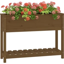 Kukkalaatikko hyllyllä, mänty, eri kokoja ja värejä