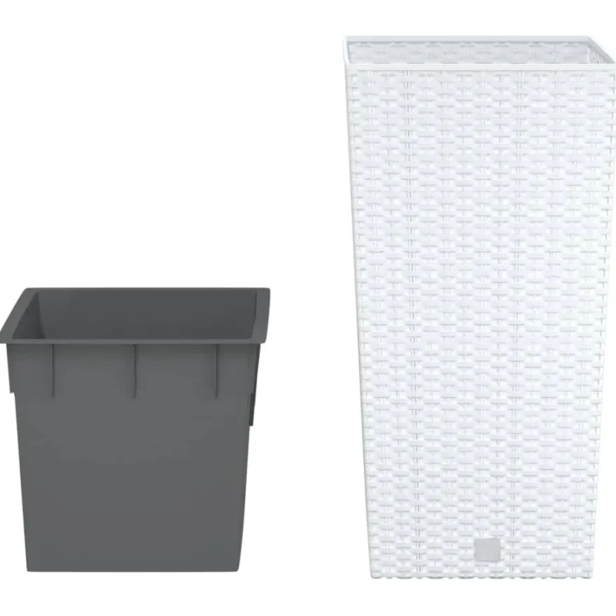 Kukkalaatikko irrotettava sisus valkoinen 11/26,5 l PP rottinki