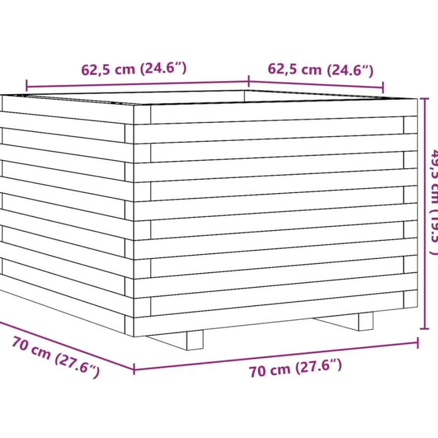 Kukkalaatikko puutarhaan 70x70x49,5 cm kyllästetty mänty (47367)