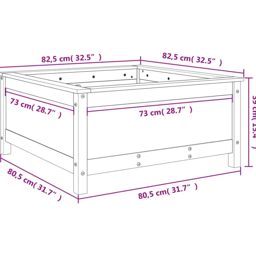 Kukkalaatikko 82,5x82,5x39 cm, douglaskuusi