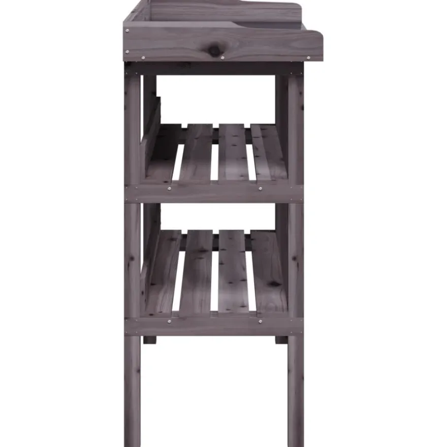 Kukkapöytä hyllyillä harmaa 78x38x82,5 cm, kuusi