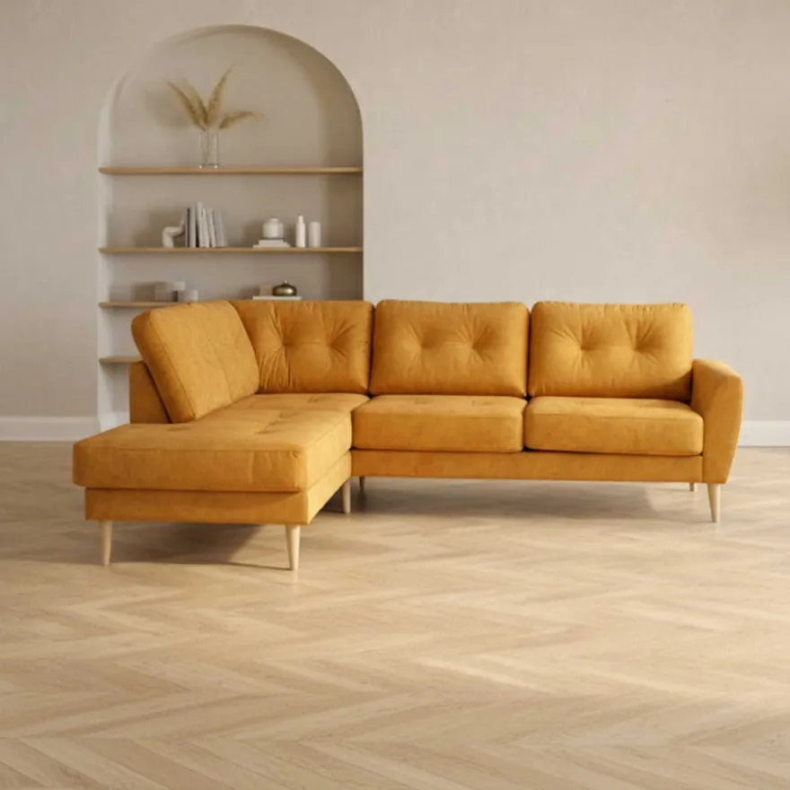 Kulmasohva Home4You HEIVI LC, keltainen sametti