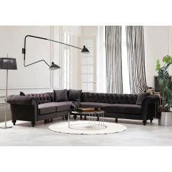 Kulmasohva Linento Furniture Bogart, vasen, ruskea