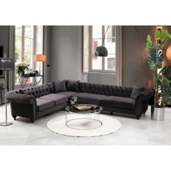 Kulmasohva Linento Furniture Bogart, vasen, ruskea