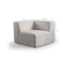 Kulmasohva Linento Furniture Melva, 5-istuttava, rahilla, valkoinen