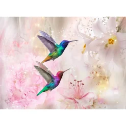 Kuvatapetti Artgeist Colourful Hummingbirds, vaaleanpunainen, eri kokoja