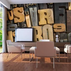 Kuvatapetti Artgeist Puiset kirjaimet, 550x270cm, ruskea