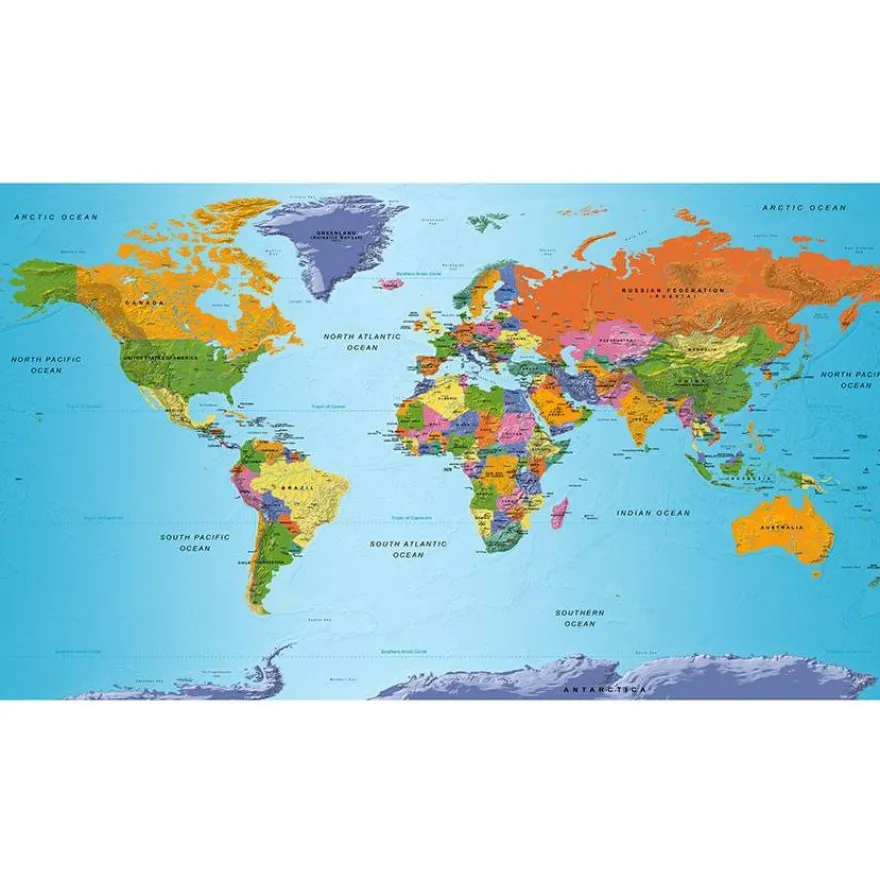 Kuvatapetti Artgeist World Map: Colourful Geography II, 500x280cm