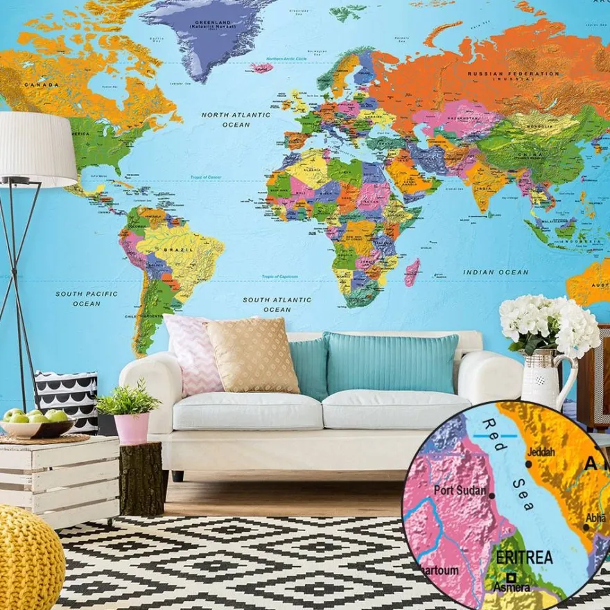 Kuvatapetti Artgeist World Map: Colourful Geography II, 500x280cm