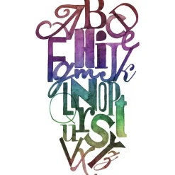 Kuvatapetti Rebel Walls Ink Letters Rainbow, non-woven, mittatilaus