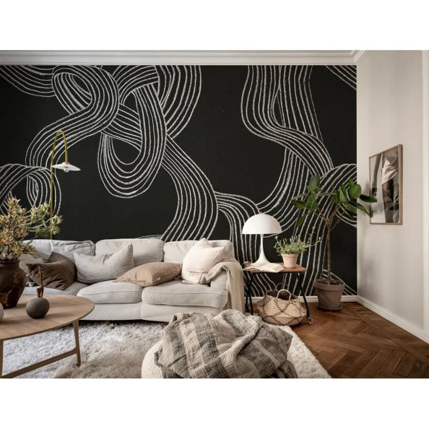 Kuvatapetti Rebel Walls Stripes Repeatable musta, mittatilaus, non-woven