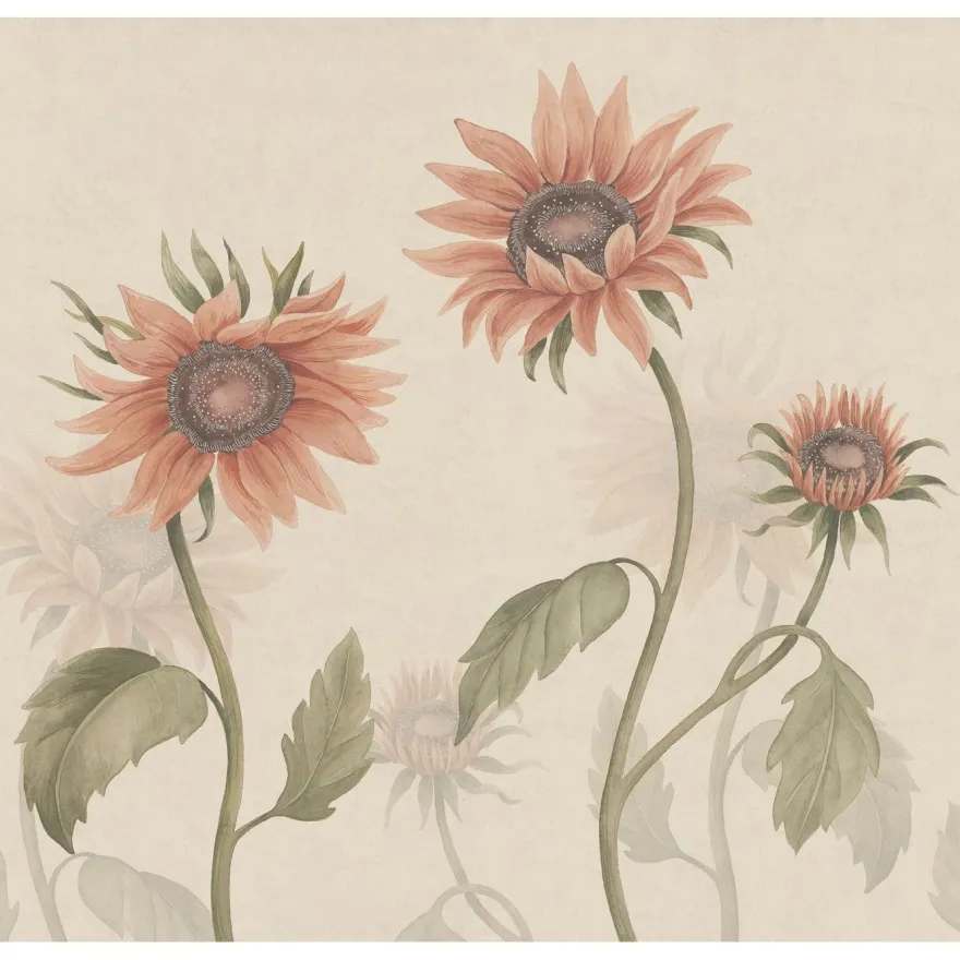 Kuvatapetti Sandberg Sunflowers persikka, mittatilaus, non-woven