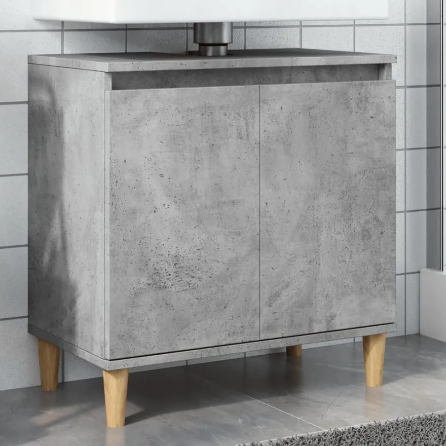 Kylpyhuoneen allaskaappi betoninharmaa 58x33x60 cm tekninen puu (57113)