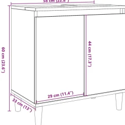 Kylpyhuoneen allaskaappi betoninharmaa 58x33x60 cm tekninen puu (57113)