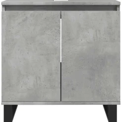 Kylpyhuoneen kaappi betoninharmaa 58x33x60 cm tekninen puu (57219)