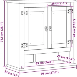 Kylpyhuoneen kaappi Corona 70x33x71,5 cm täysi mänty (13406)
