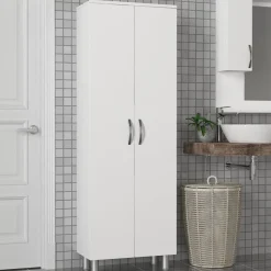 Kylpyhuoneen kaappi Linento Furniture Arizona 2, 59.4x173.6cm, valkoinen, Verkkokaupan poistotuote
